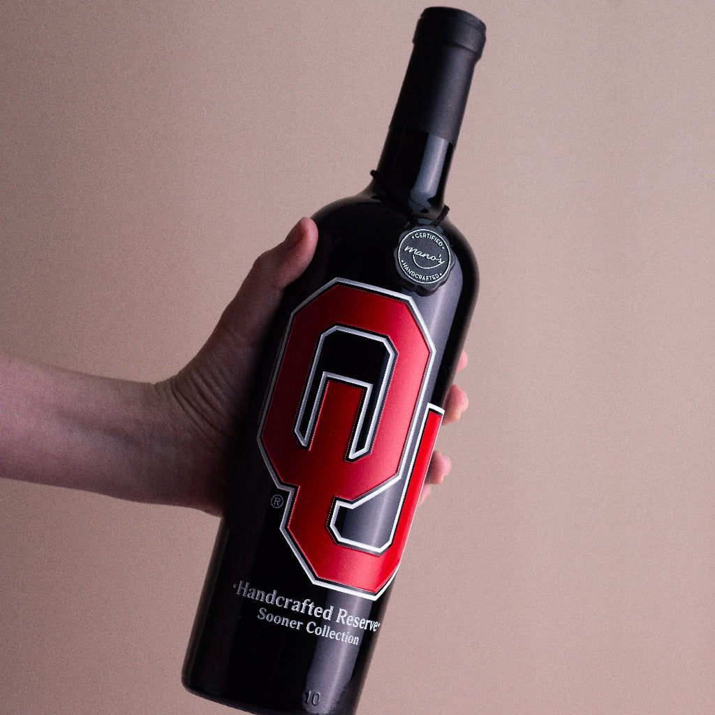 University of Oklahoma Logo Etched Wine