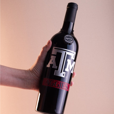 Texas A&M Aggies Etched Wine