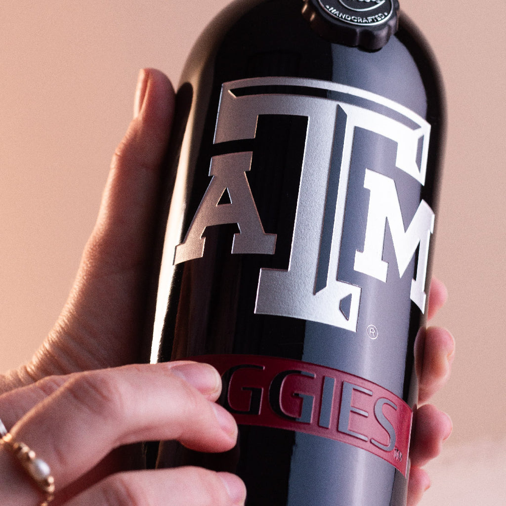 Texas A&M Aggies Etched Wine