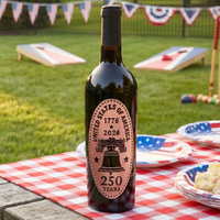 250 Year Anniversary Pressed Penny Etched Wine