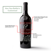 Floral Wedding Custom Etched Wine Bottle