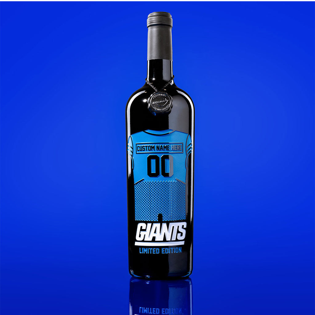 New York Giants Custom Jersey Etched Wine
