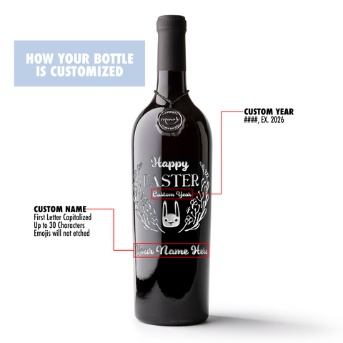 Happy Easter Custom Etched Wine
