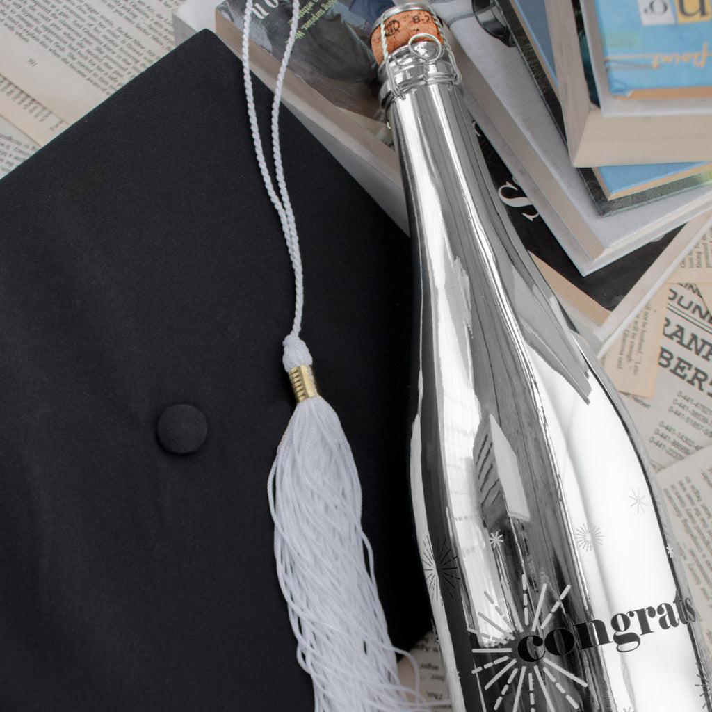 Congrats Metallic Silver Bubbly