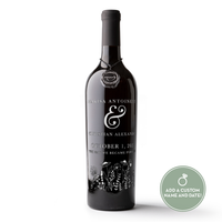 Floral Wedding Custom Etched Wine Bottle