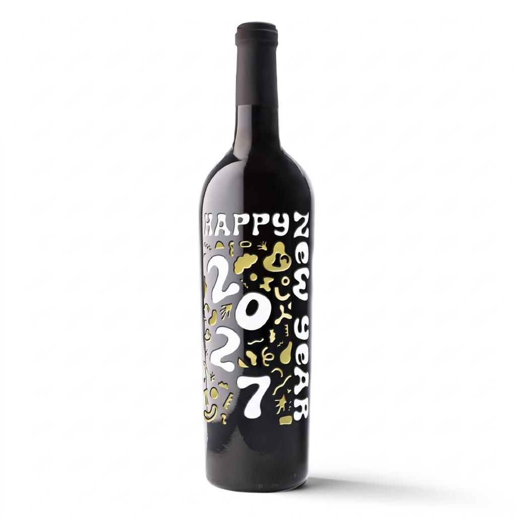 Happy New Year 2027 Etched Wine