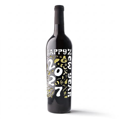 Happy New Year 2027 Etched Wine