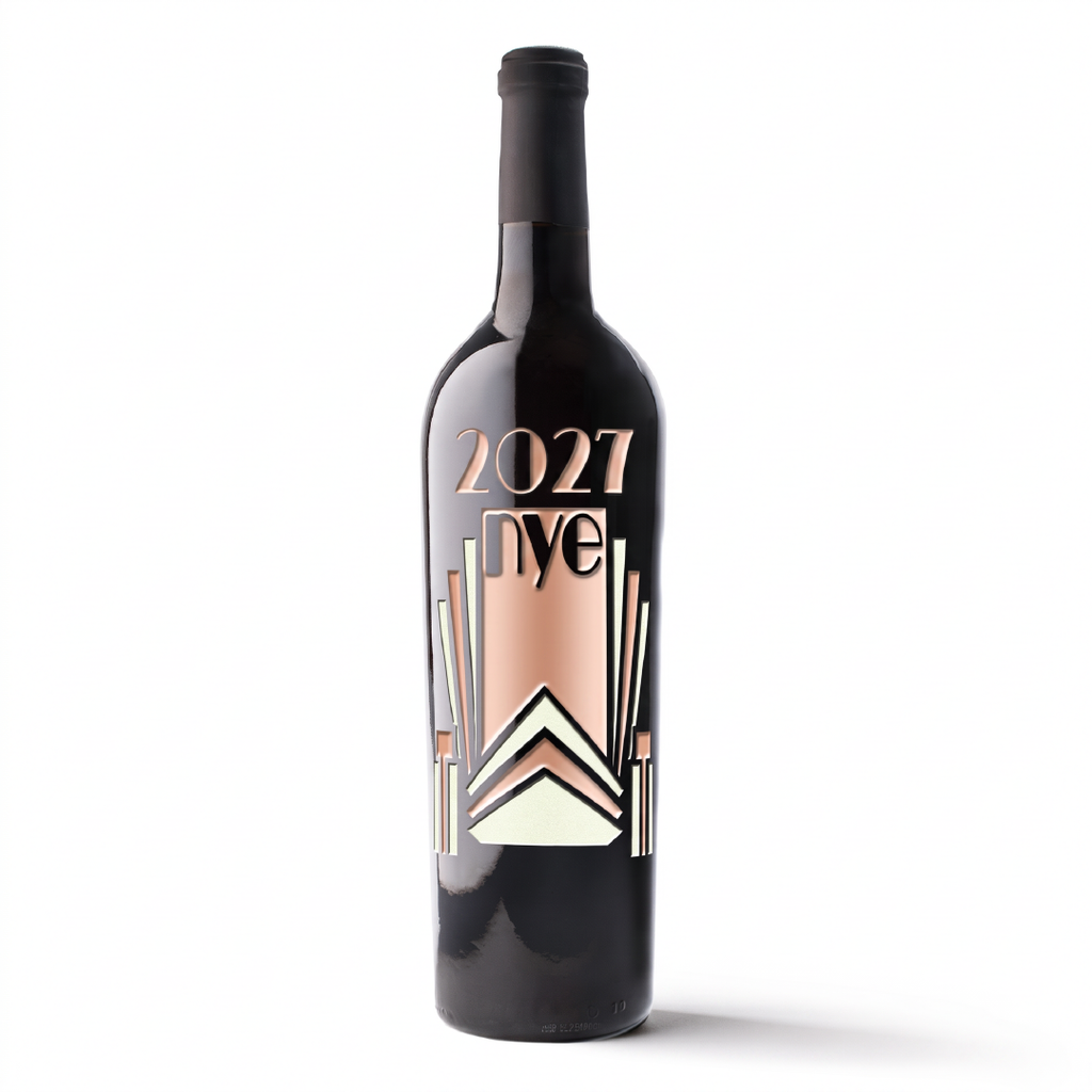 Art Deco New Years Eve 2027 Etched Wine