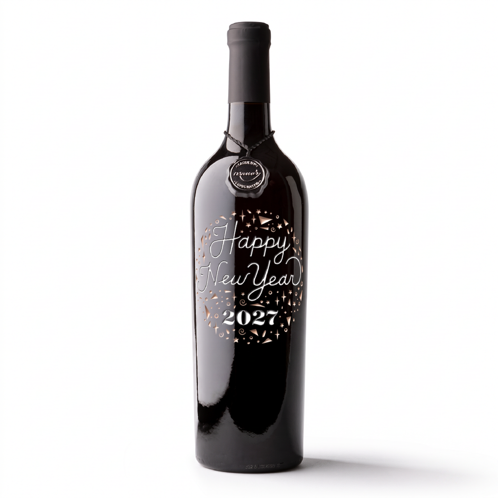 Happy New Years Eve Confetti Etched Wine