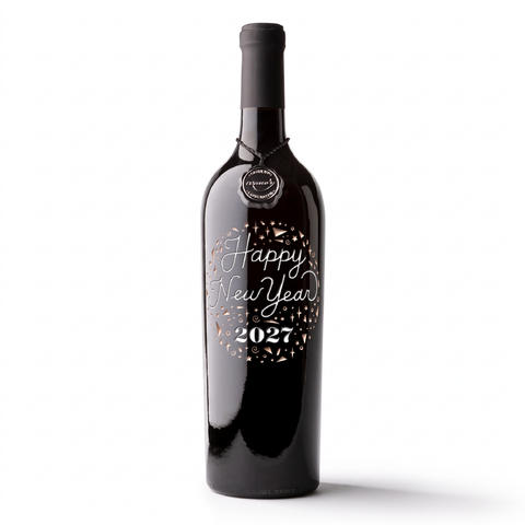 Happy New Years Eve Confetti Etched Wine