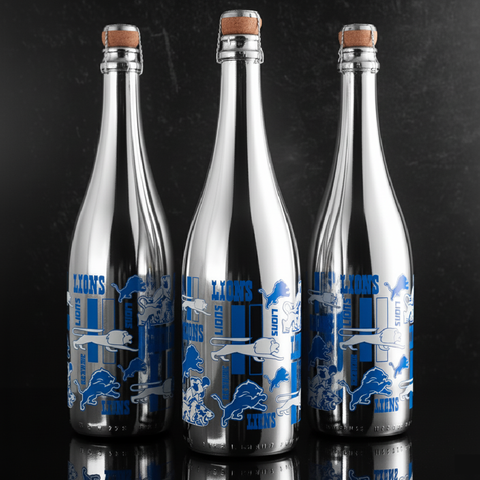Detroit Lions Logo Evolution Metallic Silver Bubbly 3 Pack