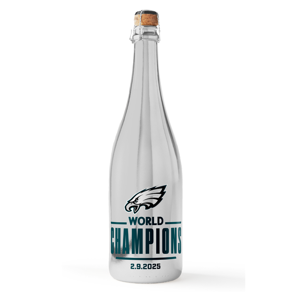 Eagles 2024 World Champions Metallic Silver Bubbly