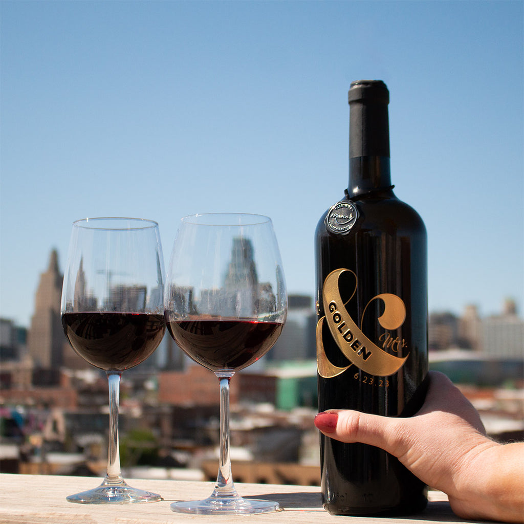 Mr & Mrs Custom Etched Wine Bottle