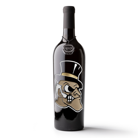 Wake Forest Deacon Etched Wine Bottle