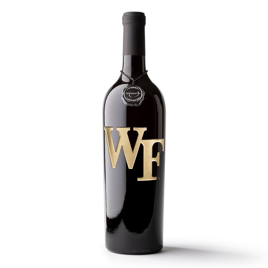 Wake Forest Logo Etched Wine Bottle