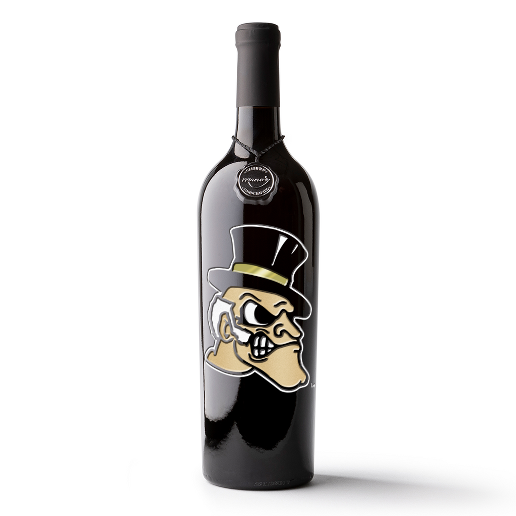Wake Forest Deacon Etched Wine Bottle