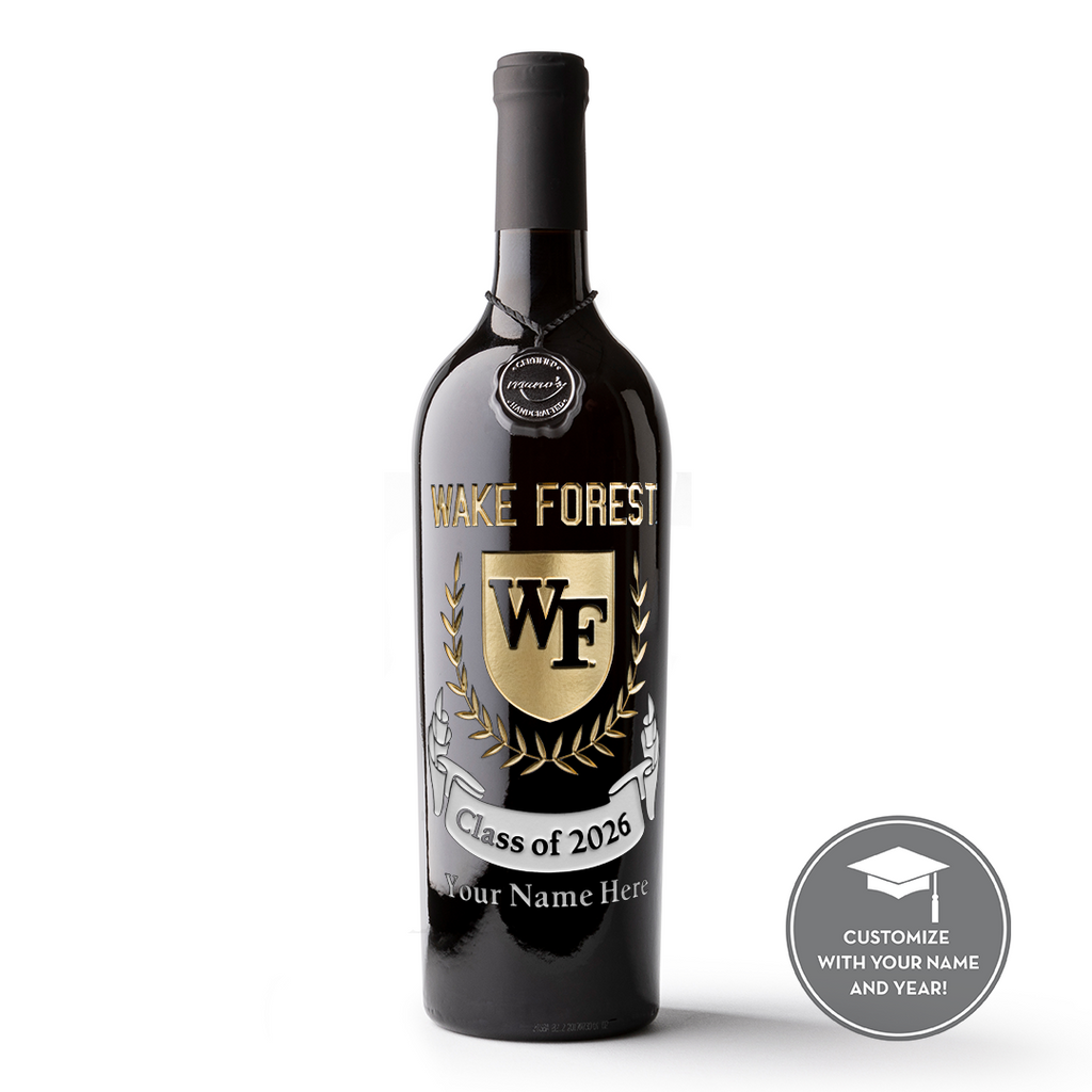 Wake Forest University Custom Alumni Etched Wine Bottle
