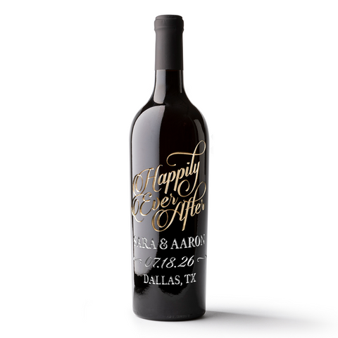 Happily Ever After Script Custom Etched Wine