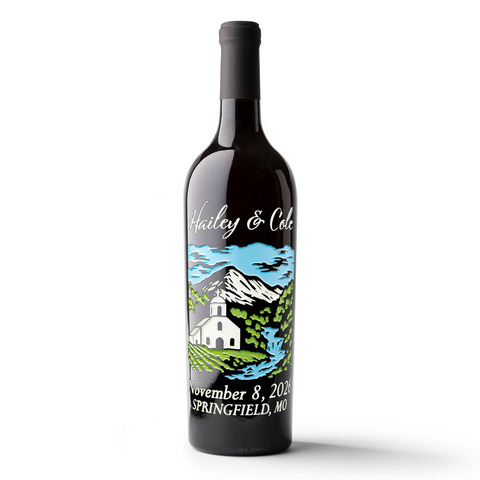 Wedding Chapel Custom Etched Wine