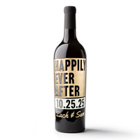 Happily Ever After Metallic Gold Custom Etched Wine