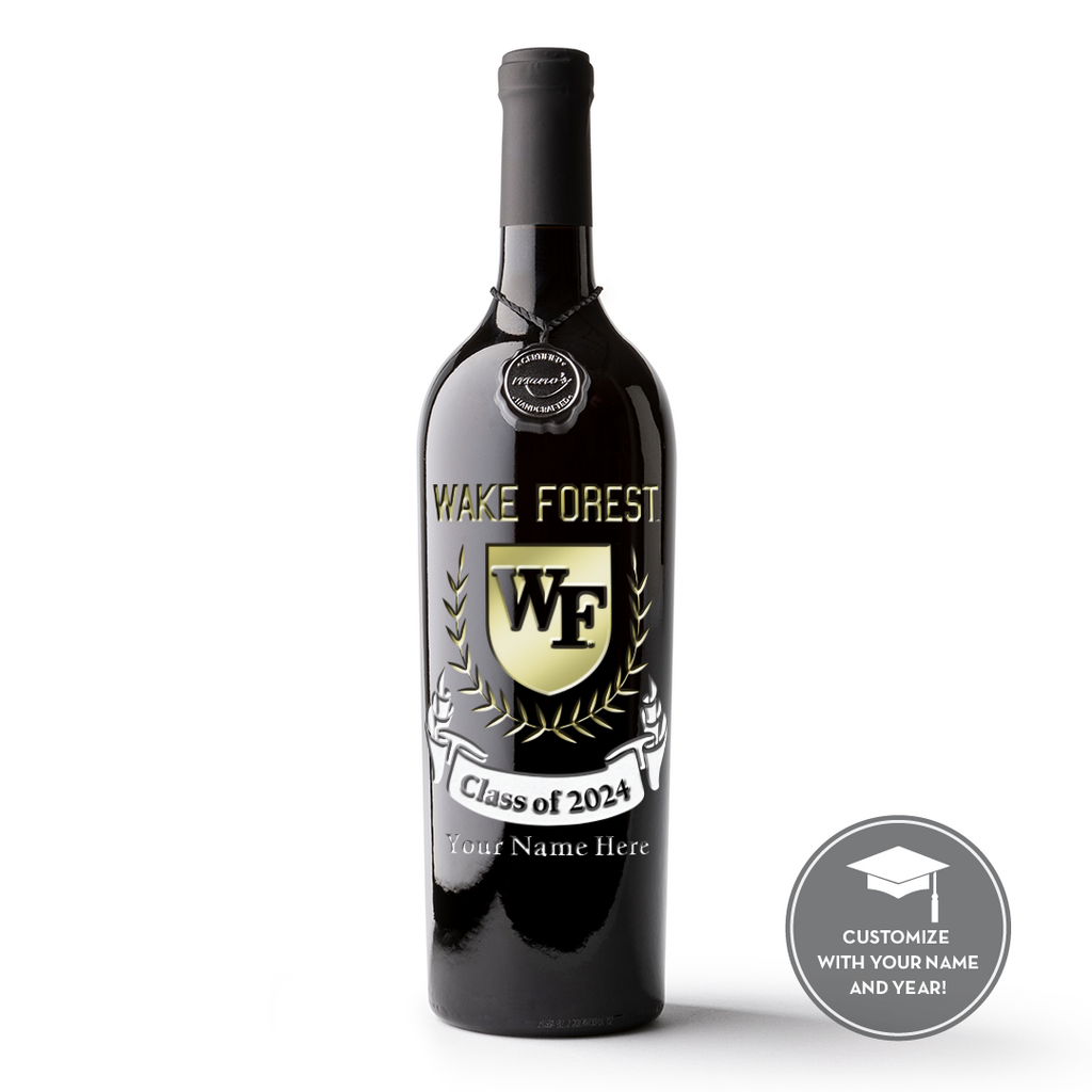 Wake Forest University Custom Alumni Etched Wine Bottle