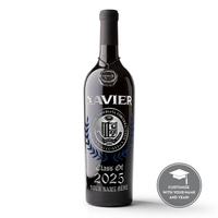 Xavier University Custom Alumni Etched Wine Bottle