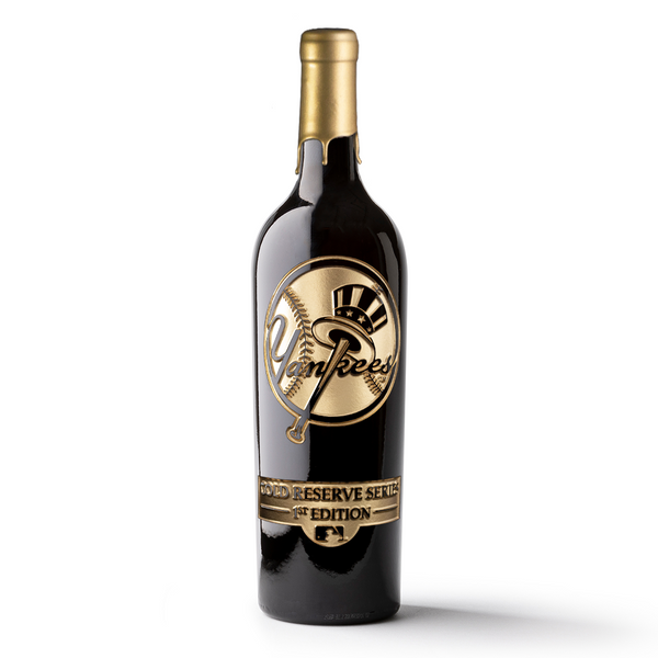 Order New York Yankees Gold Reserve Etched Wine Bottle from Mano's Wine