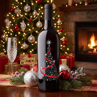 Holiday Tree Etched Wine Bottle