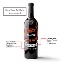 How to customize an etched wine bottle of Oklahoma State University custom alumni association