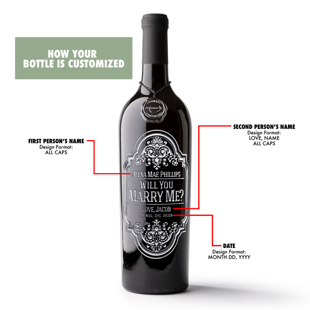 Will You Marry Me? Custom Etched Wine Bottle