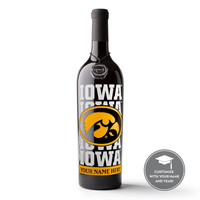 University of Iowa Logos Custom Name Etched Wine