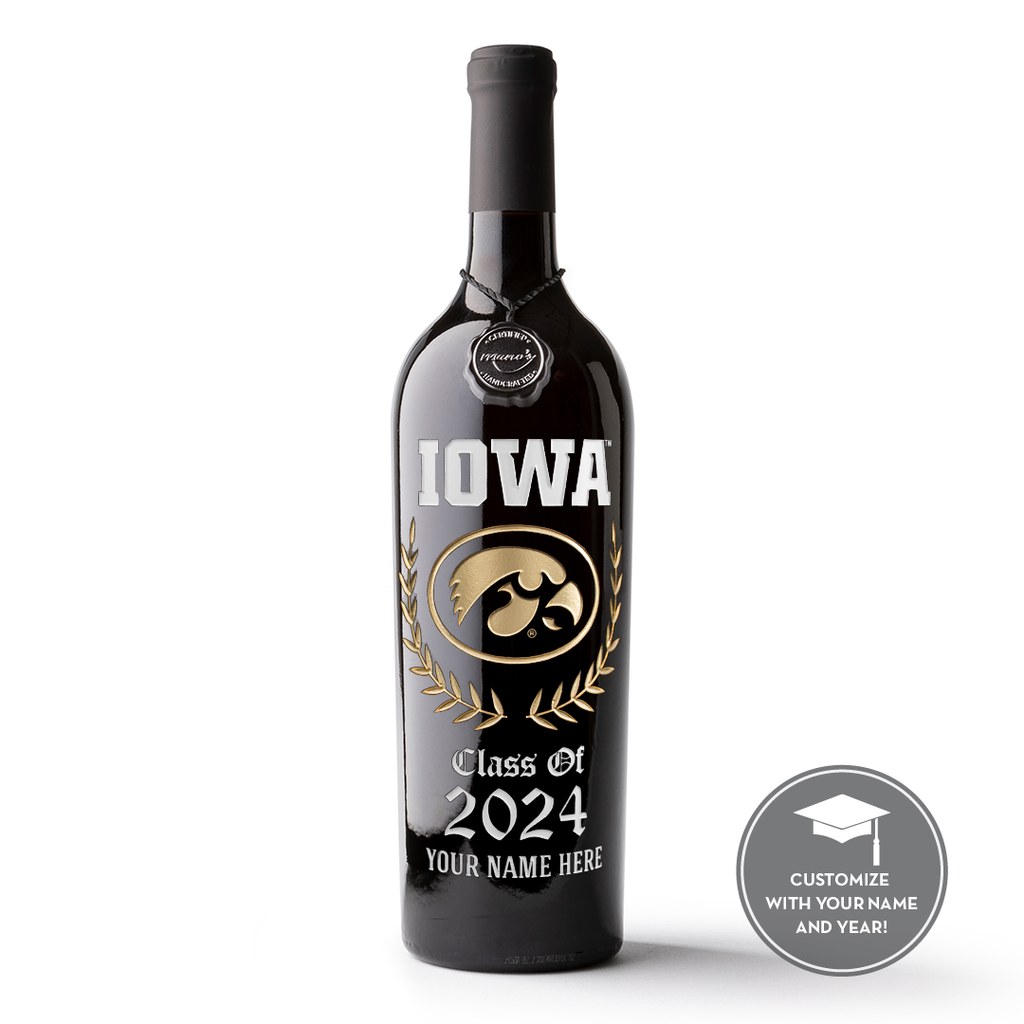 University of Iowa Custom Alumni Etched Wine