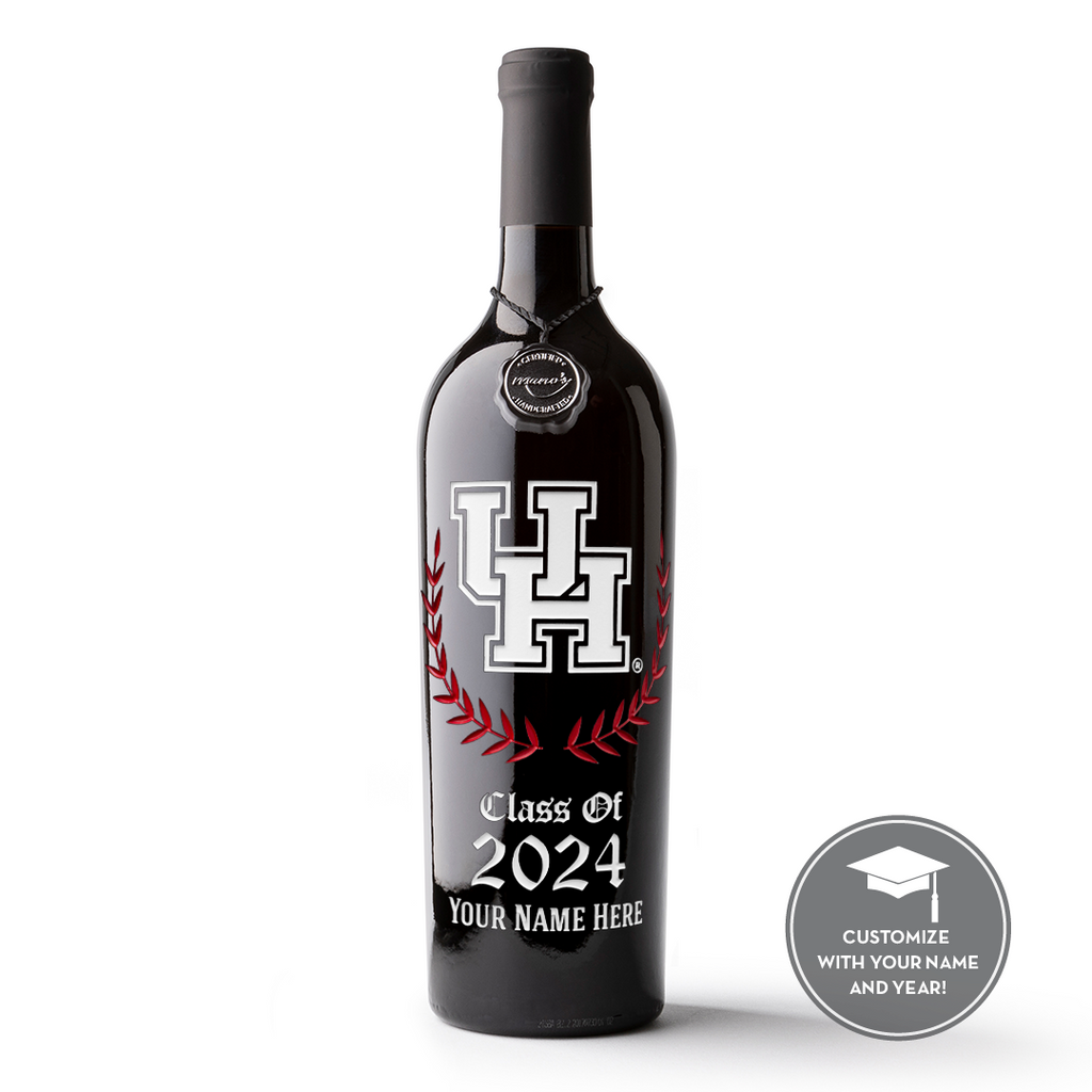 University of Houston Custom Alumni Etched Wine