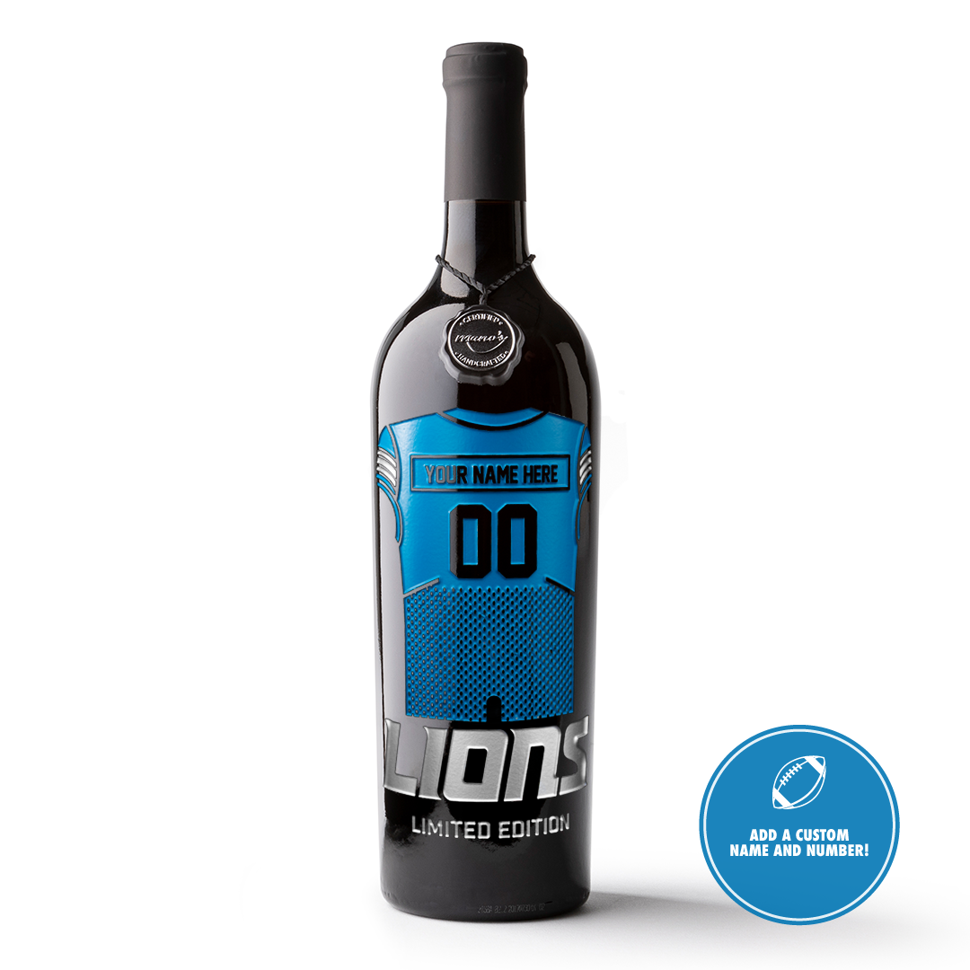 Detroit Lions Custom Jersey Etched Wine – Mano's Wine