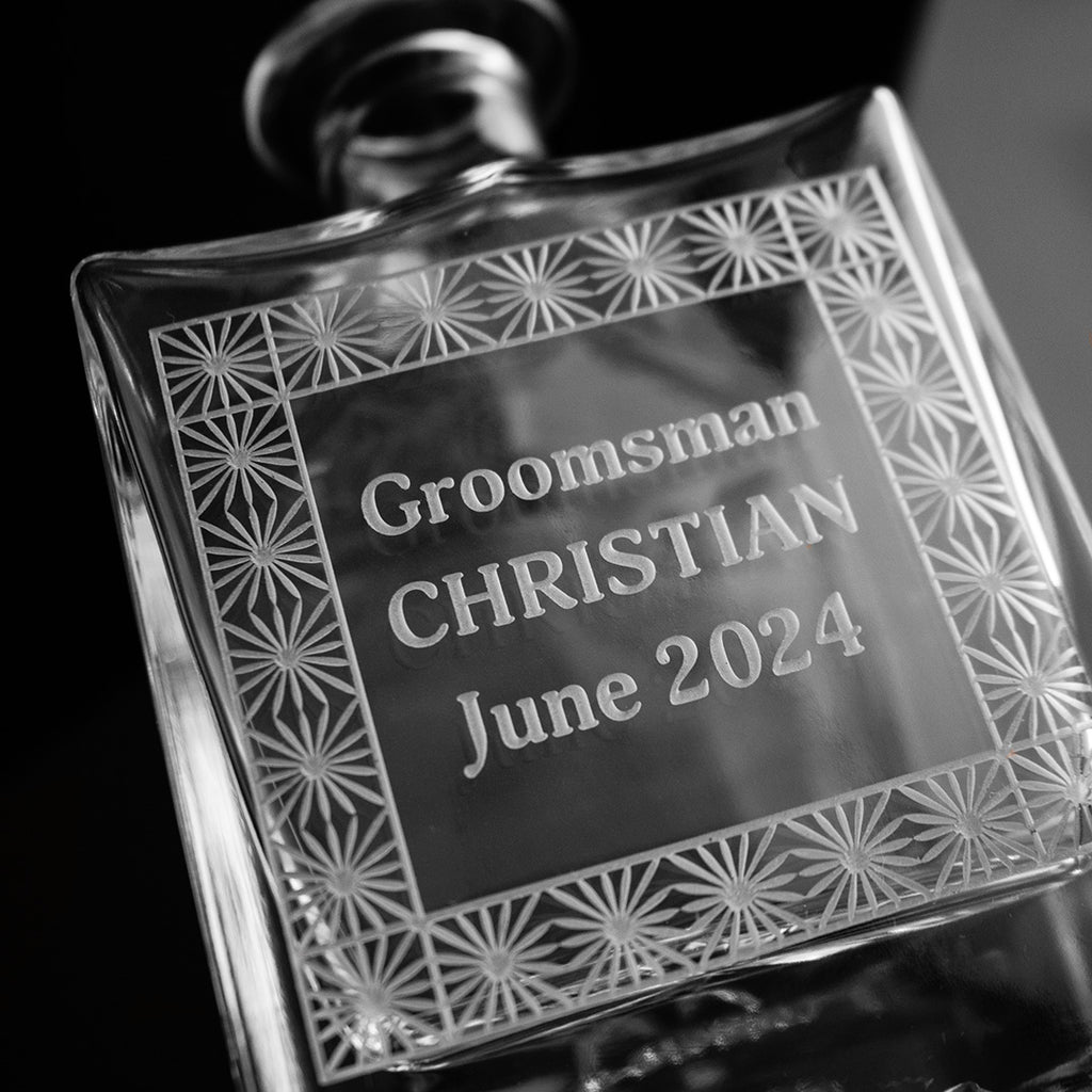 Custom Text in Frame Crystal Glass Decanter
