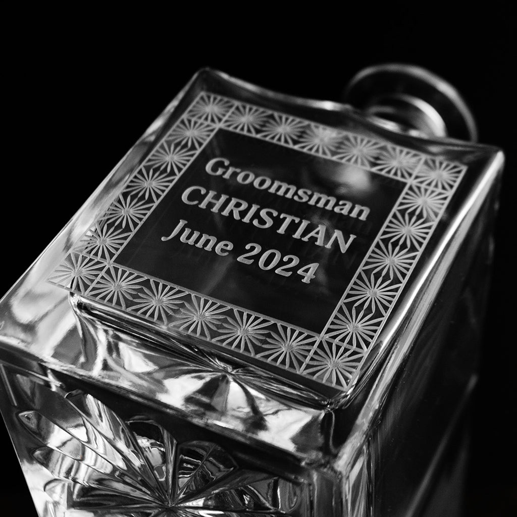 Custom Text in Frame Crystal Glass Decanter