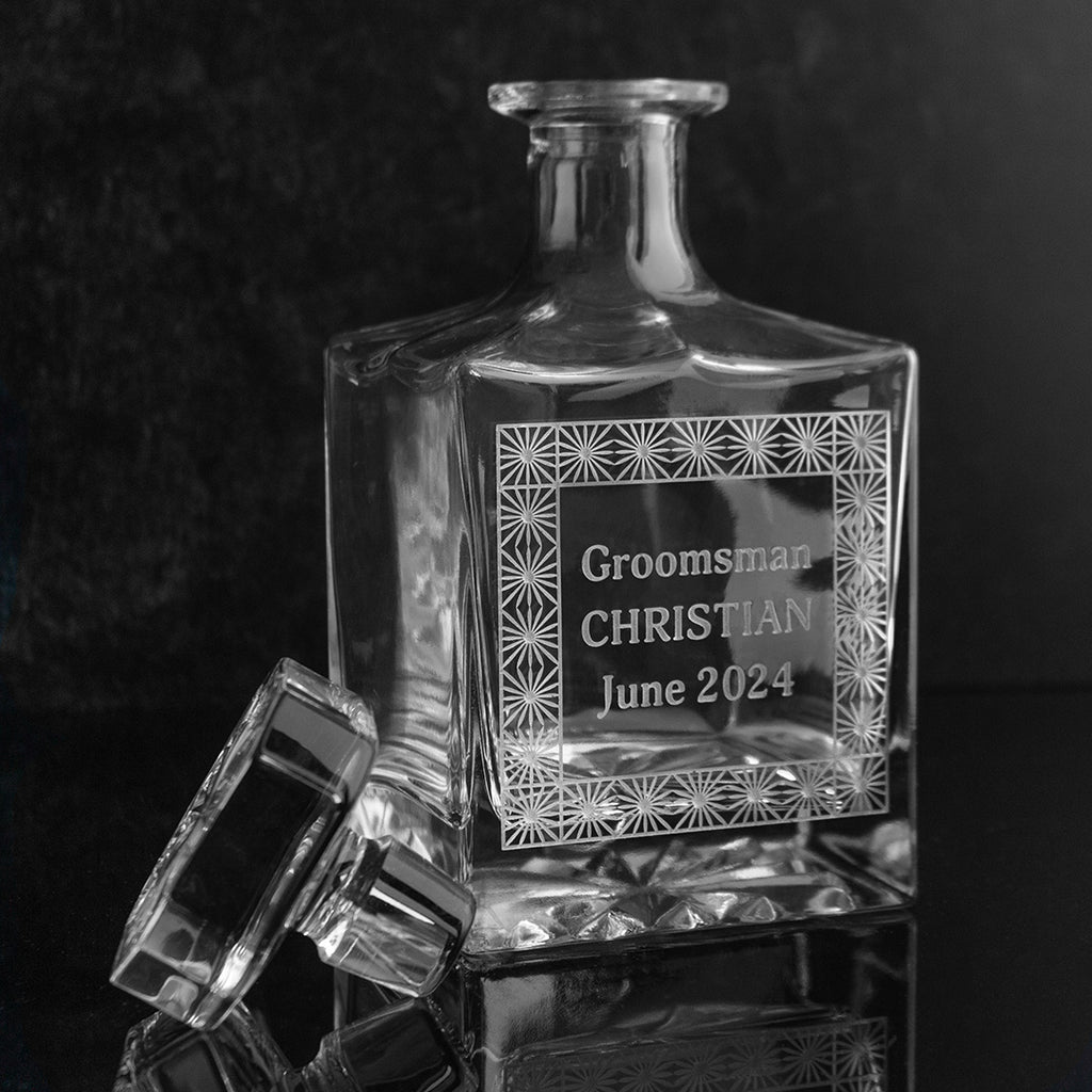 Custom Text in Frame Crystal Glass Decanter