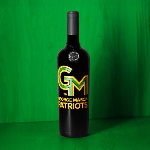 George Mason University Logo Etched Wine