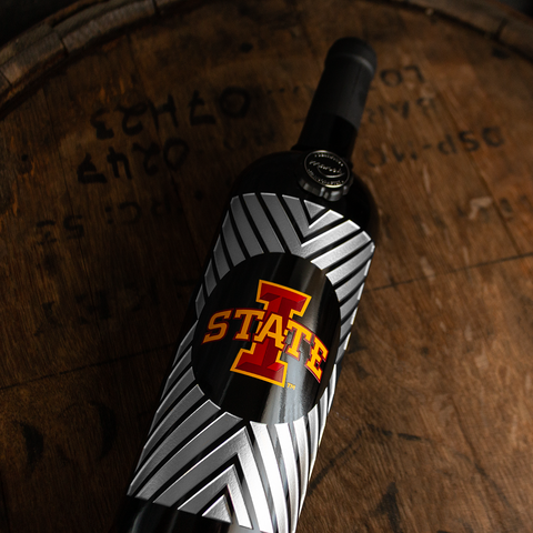 Iowa State University Logo Frame Etched Wine Bottle