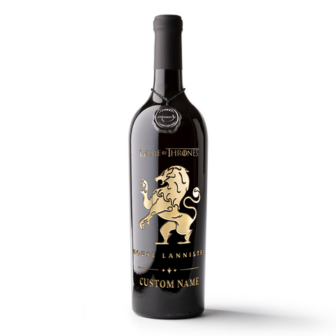 Game of Thrones House Lannister Custom Name Etched Wine