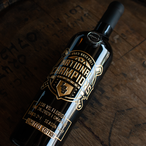 LSU 2023 Baseball National Champions Etched Wine