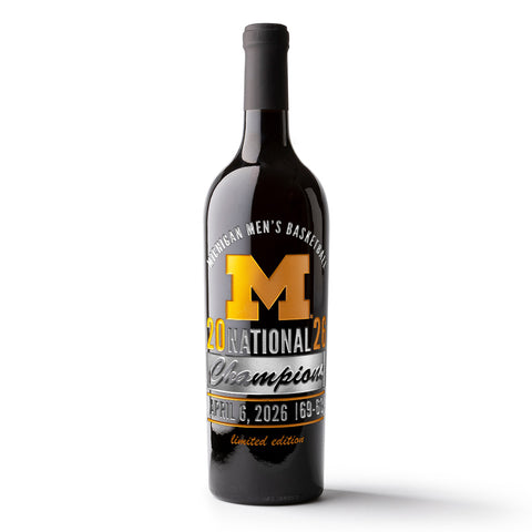 Michigan  2026 Men's Basketball National Champions Etched Wine