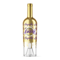 Los Angeles Lakers gold drip display basketball wine bottle from Mano's Wine