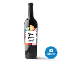 Rainbow Burst Custom Photo Label Wine