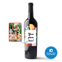 Rainbow Burst Custom Photo Label Wine