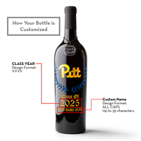 University of Pittsburgh Custom Alumni Etched Wine