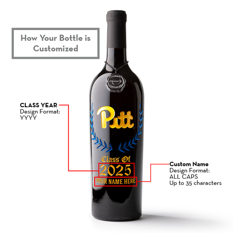 University of Pittsburgh Custom Alumni Etched Wine