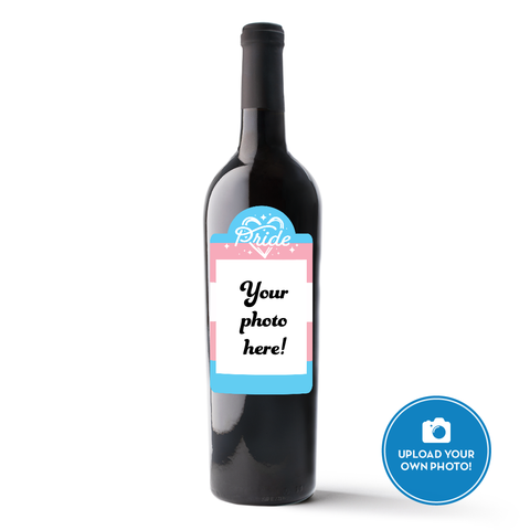 Trans Pride Flag Custom Photo Label Wine