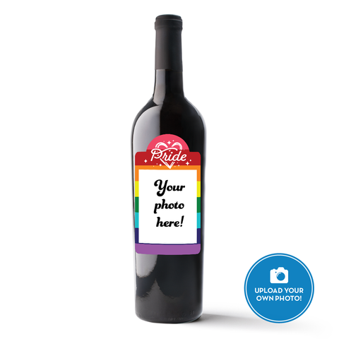 Traditional Pride Flag Custom Photo Label Wine