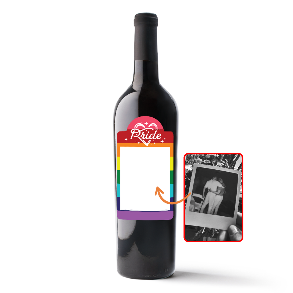 Traditional Pride Flag Custom Photo Label Wine